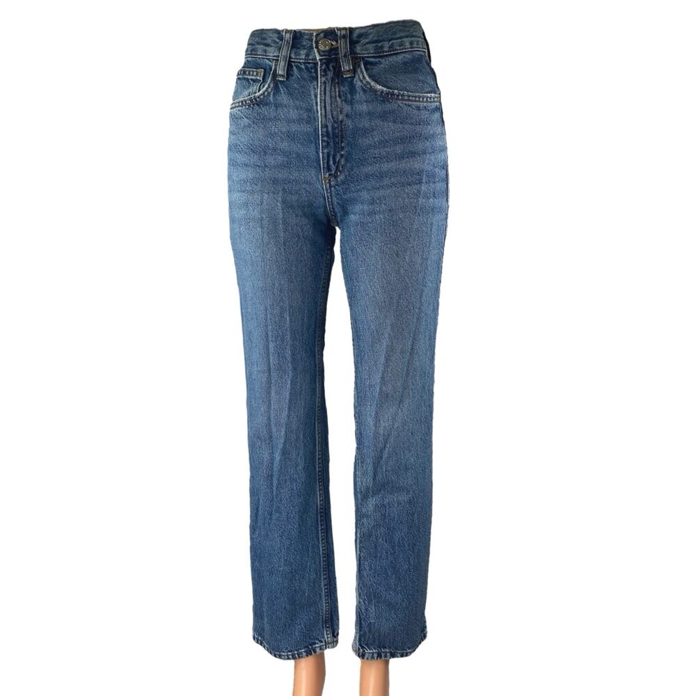 MNG Mango Matilda Women's Blue Mid Rise Medium Wash Straight Denim Jeans Size 1